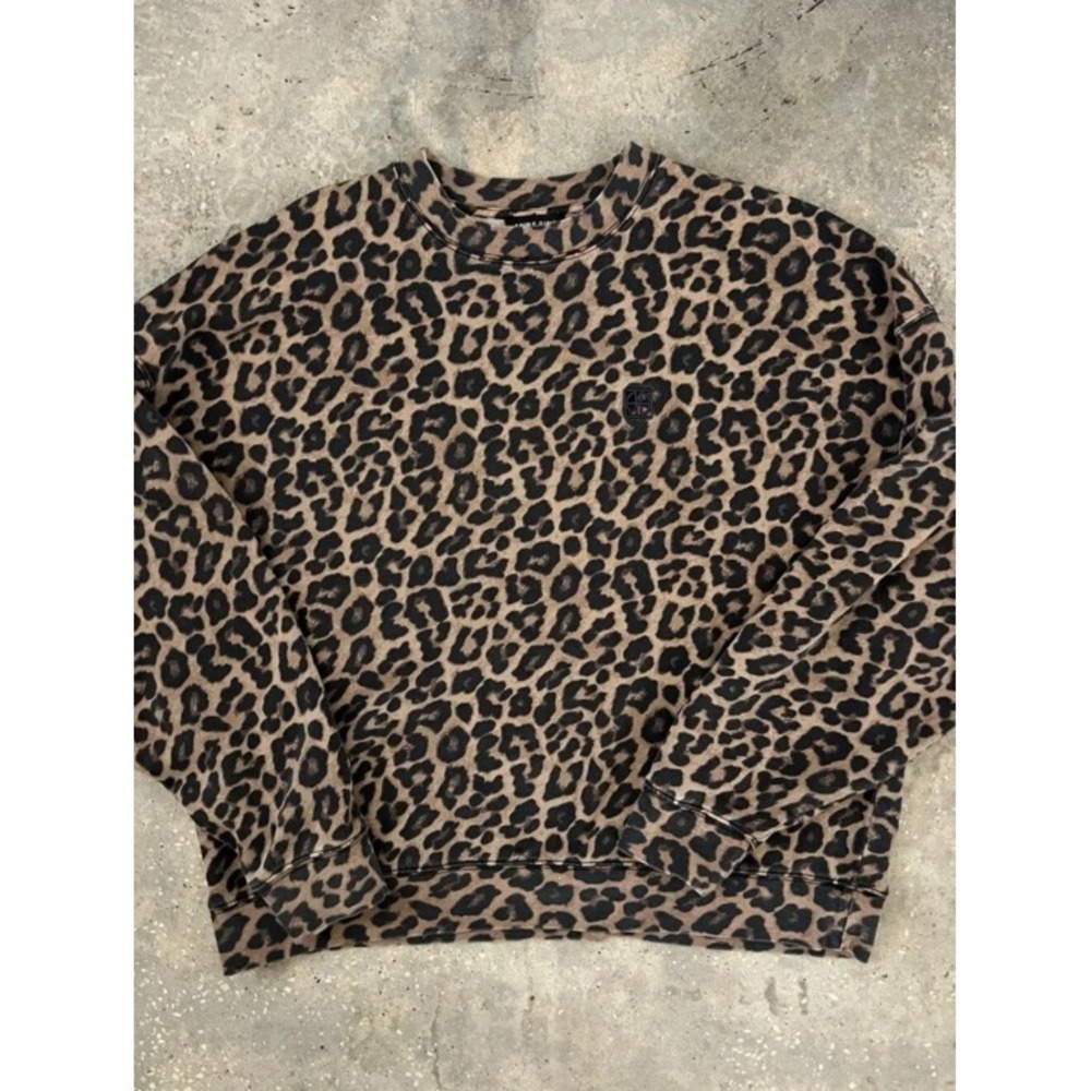 Anine Bing Miles Leopard Sweatshirt Medium - Picture 3 of 4